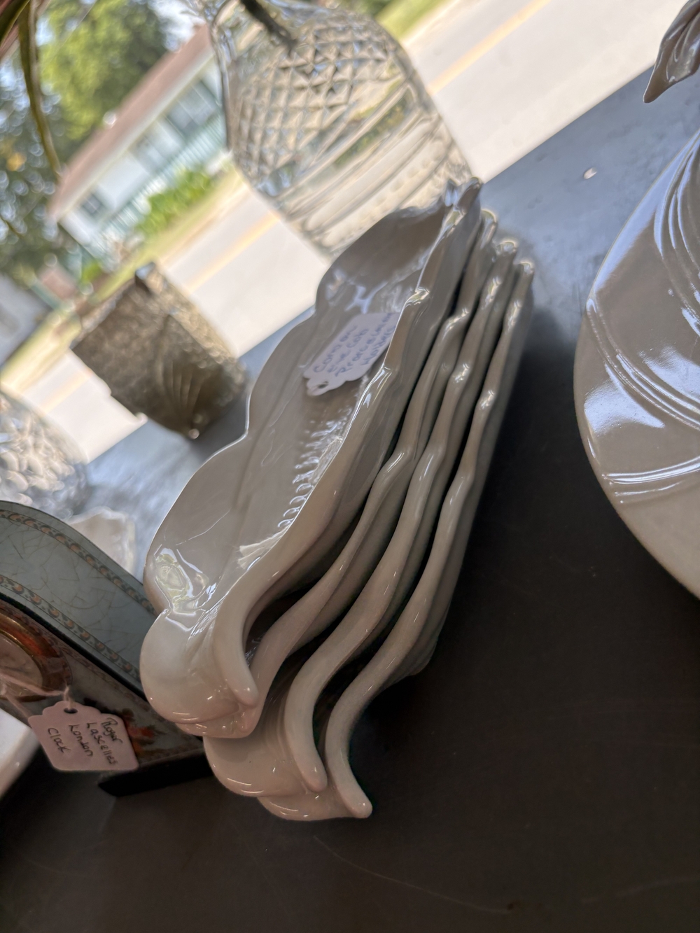 Set of 4 White Ceramic Spoon Rests
